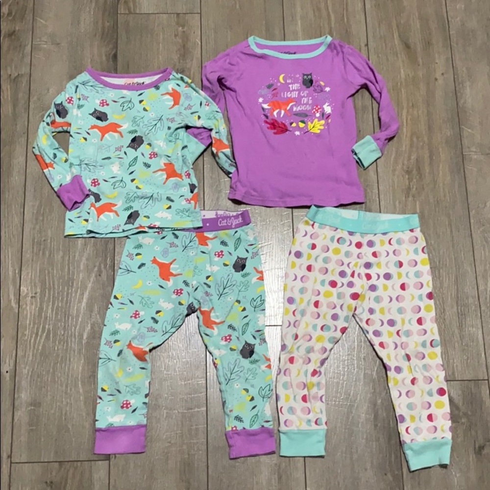 Cat & Jack Toddler 3T Animal Moon Pajama Bundle